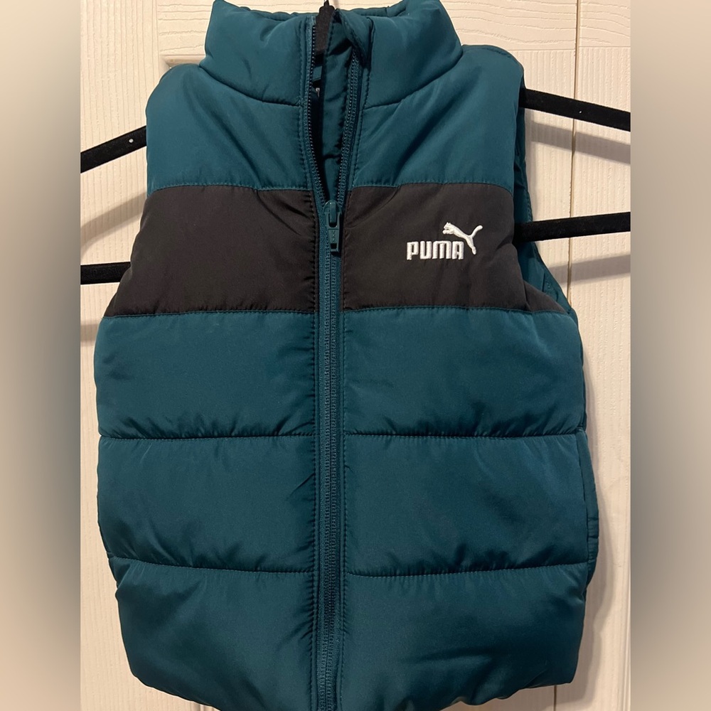 PUMA Kids' Green and Black Puffer Vest